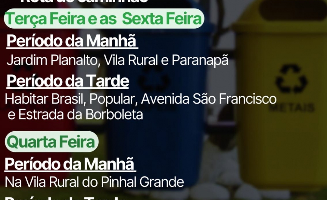 Rota Do CaminhÃo Coleta Seletiva De Reciclagem